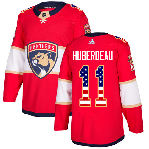 Adidas Panthers #11 Jonathan Huberdeau Red Home Authentic USA Flag Stitched NHL Jersey - Click Image to Close
